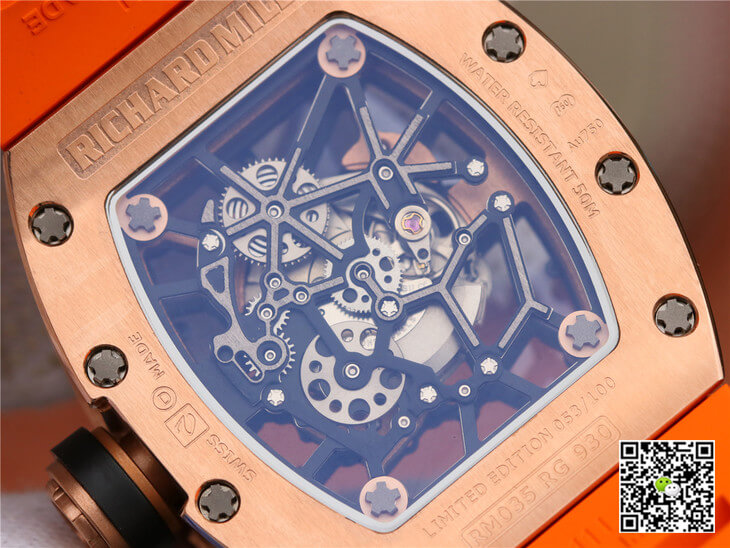 Replica Richard Mille RM035 Americas KV Factory 1:1 Best Edition Orange Strap