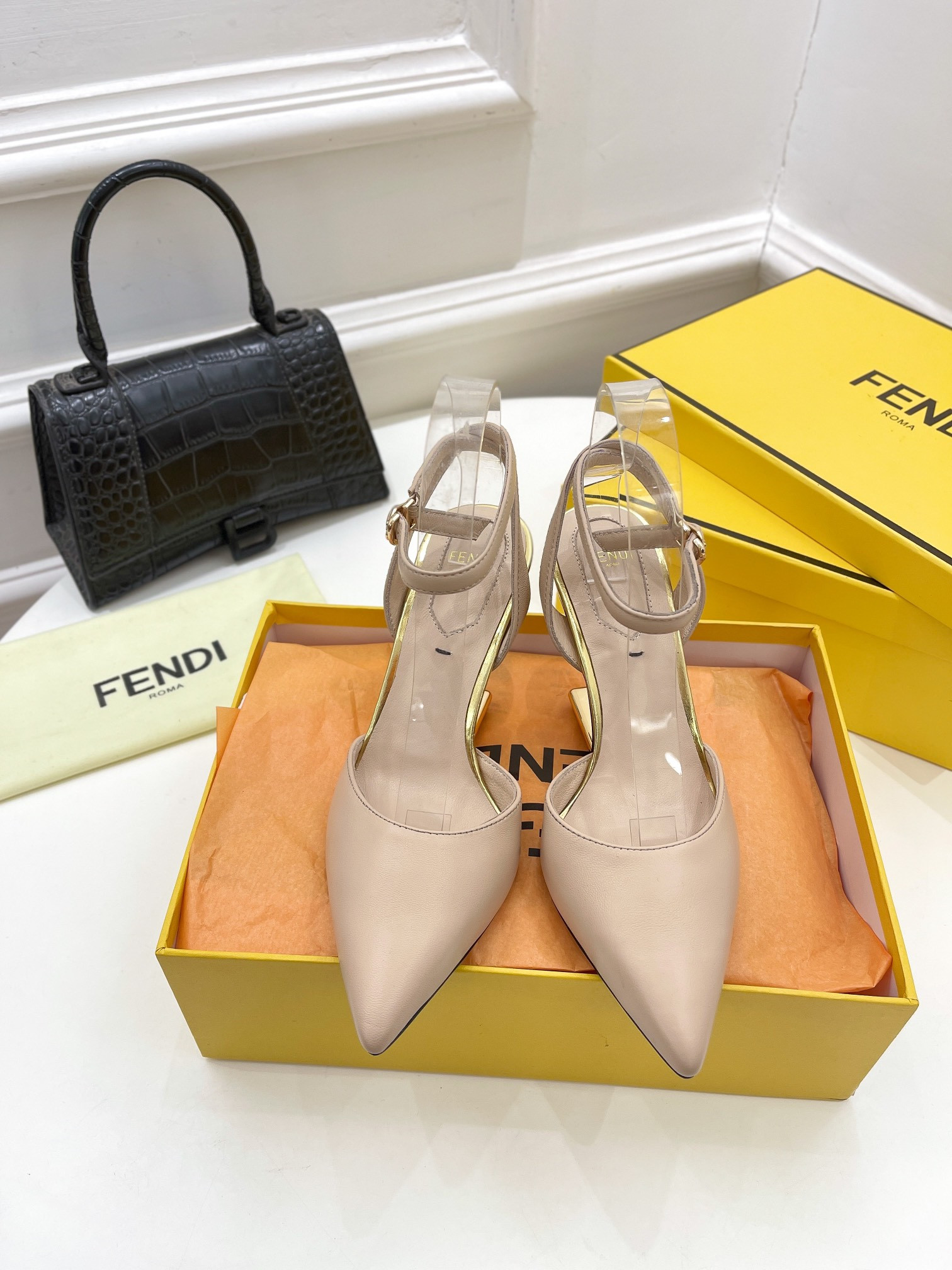 F**di first leather high-heel sandals