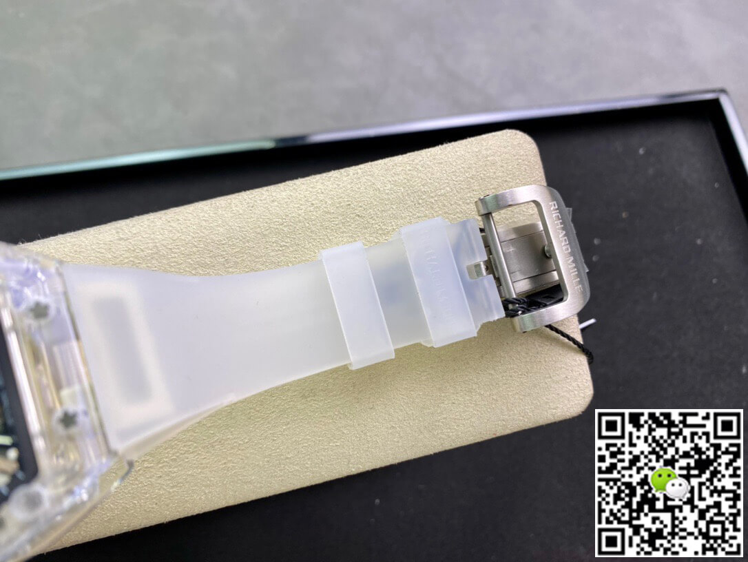 Replica Richard Mille RM12-01 1:1 Best Edition RM Factory Tourbillon Transparent Version White Strap