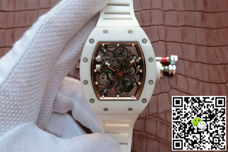 Replica Richard Mille RM055 1:1 Best Edition KV Factory White Ceramic Rubber Strap