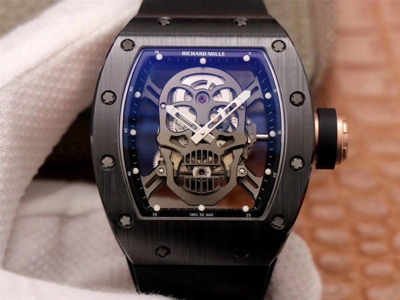 Replica Richard Mille RM052-01 1:1 Best Edition ZF Factory Black Ceramic Grey Skull Dial Swiss Movement