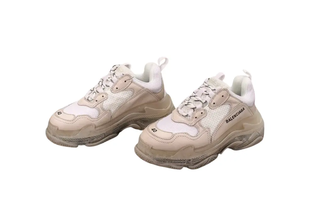 Men s Triple S Mesh   Leather Sneakers White Replica