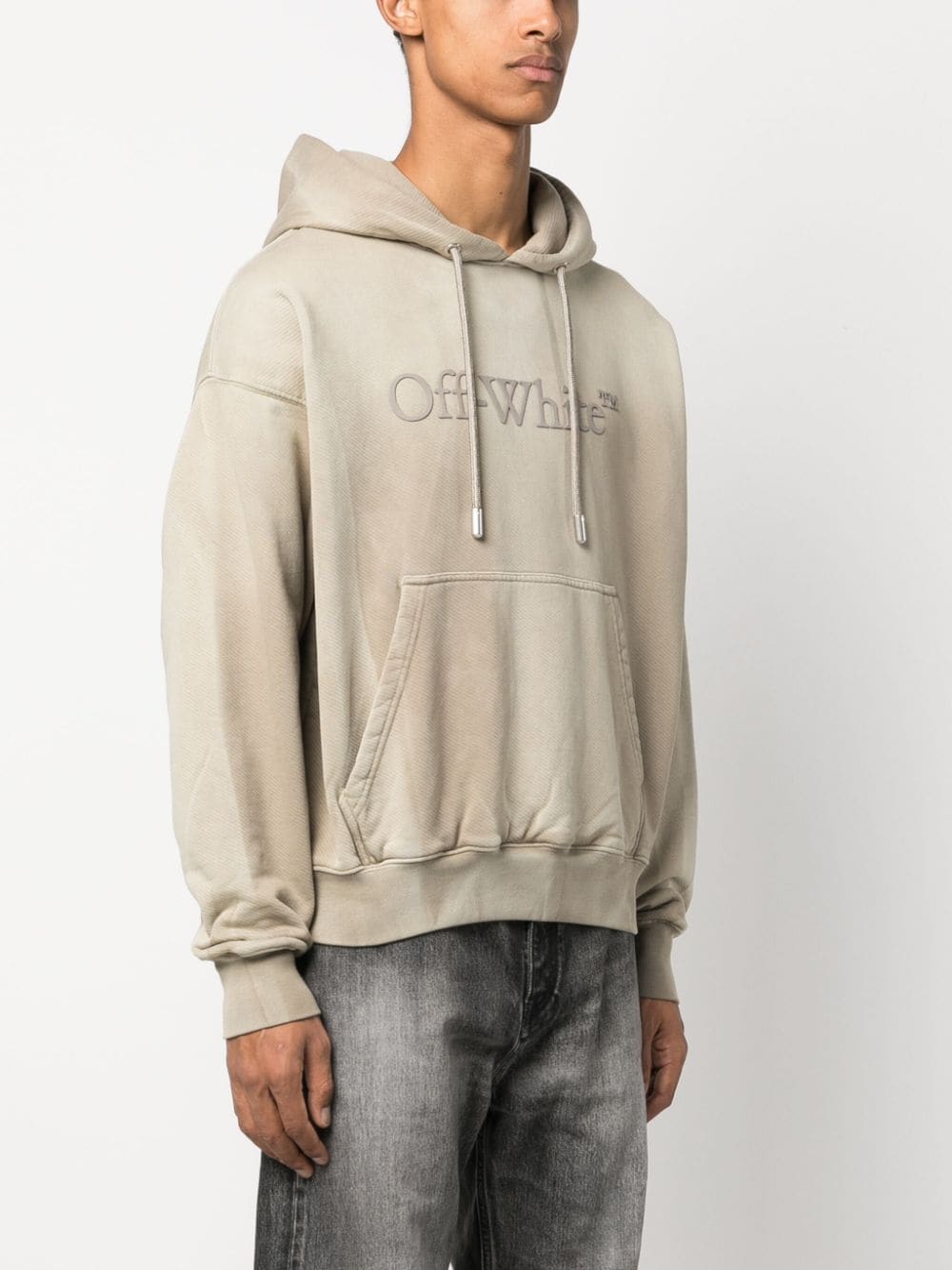 Off White Replica logo-embossed cotton hoodie - Cola