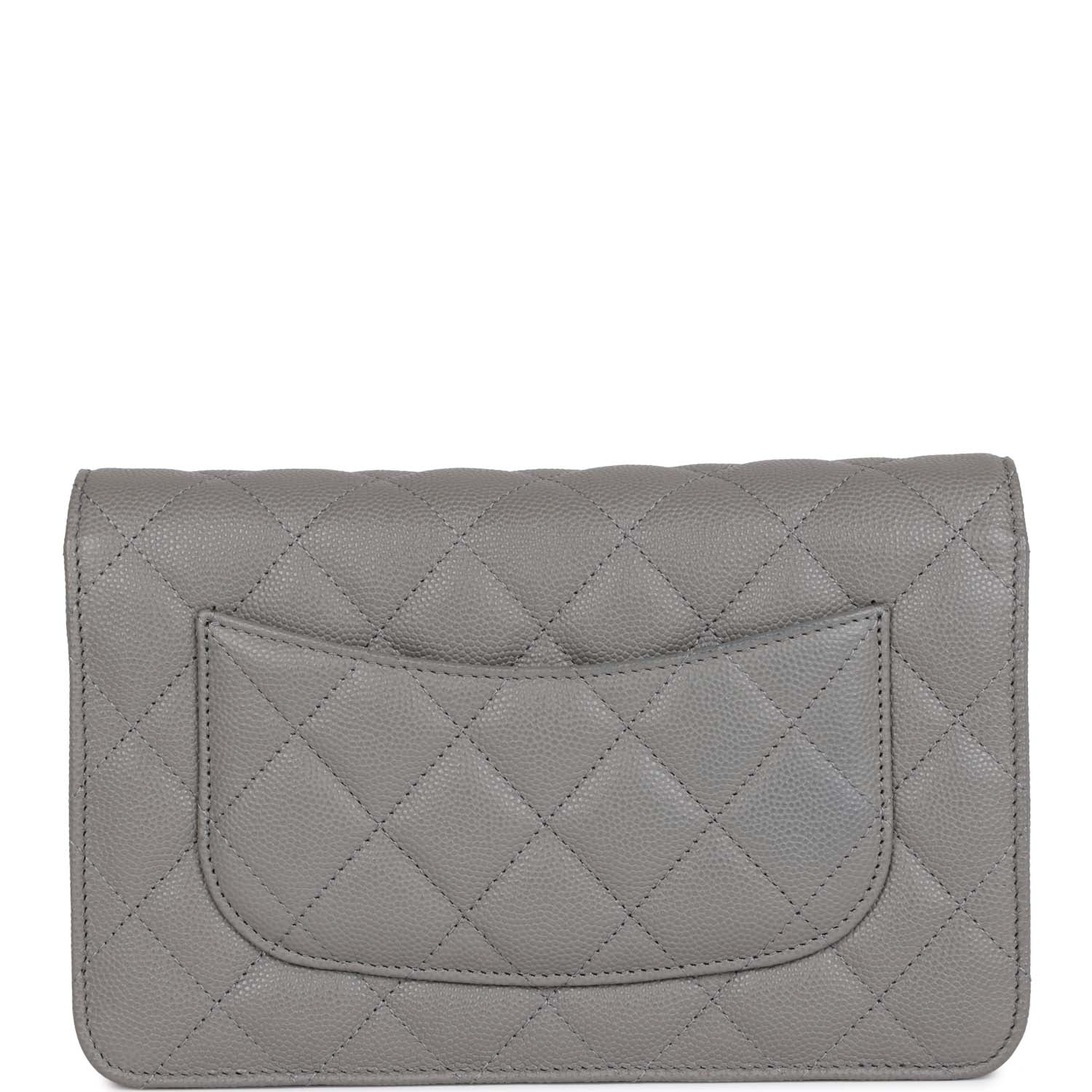 Wallet on Chain WOC Grey Caviar Light Gold Hardware