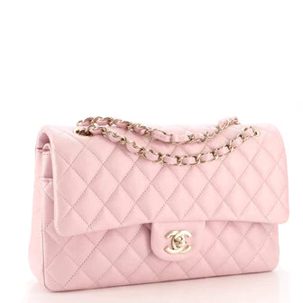 Ch**el Classic Double Flap Bag Quilted Iridescent Calfskin Medium