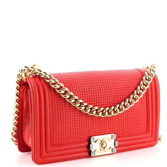 Boy Flap Bag Cube Embossed Lambskin Old Medium