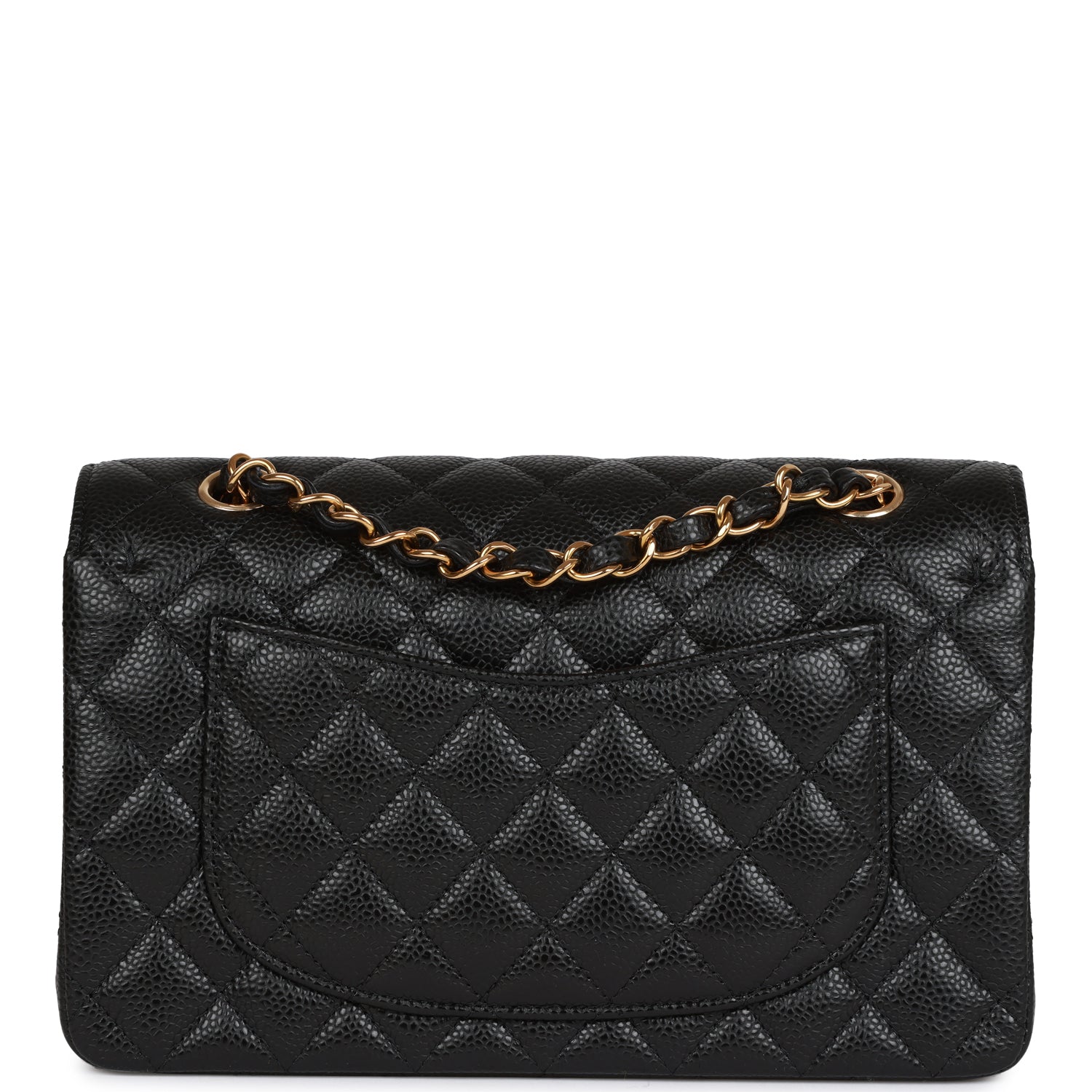Small Classic Double Flap Black Caviar Gold Hardware