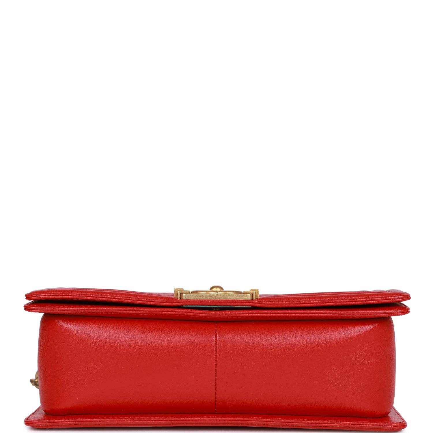 Medium Boy Bag Red Lambskin Antique Gold Hardware