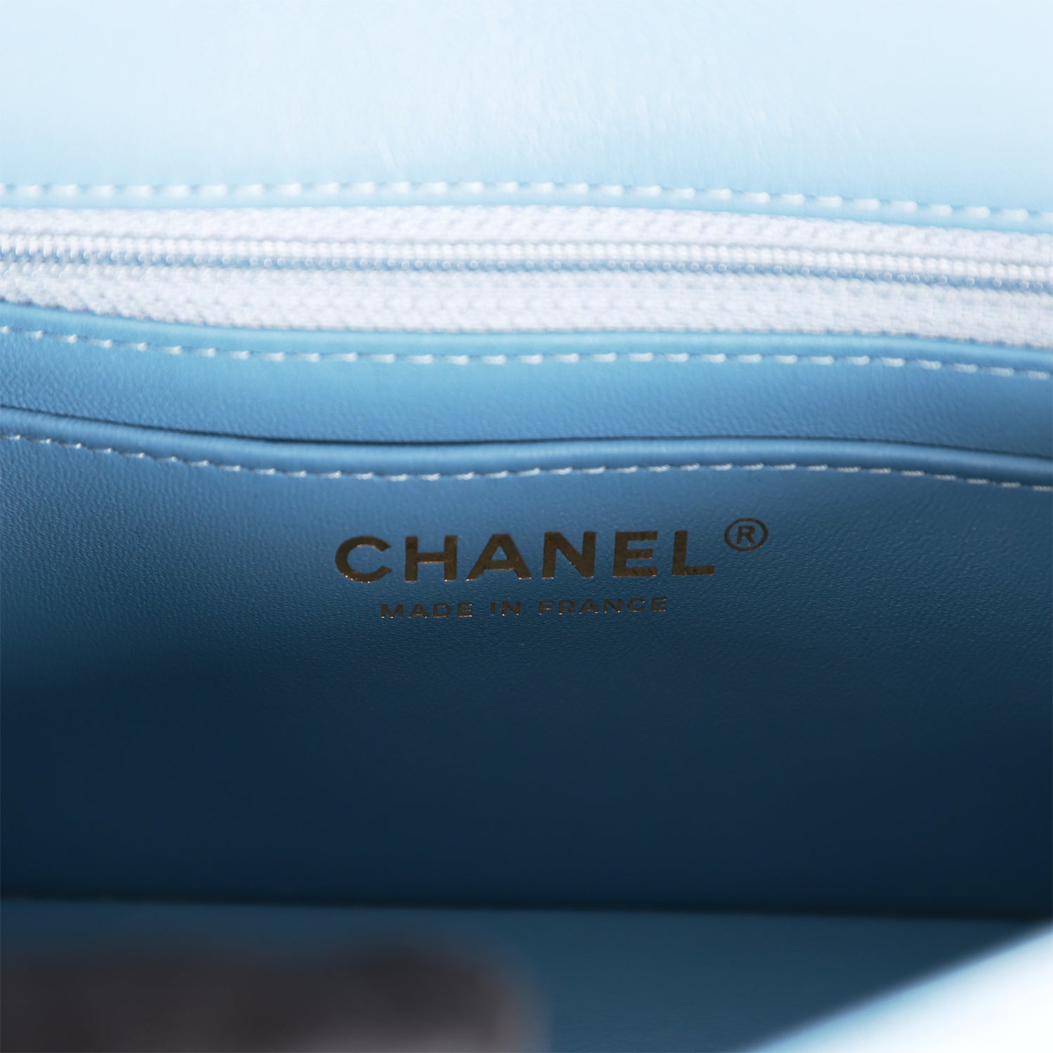 Blue Quilted Denim Rectangular Mini Flap Bag Gold Hardware