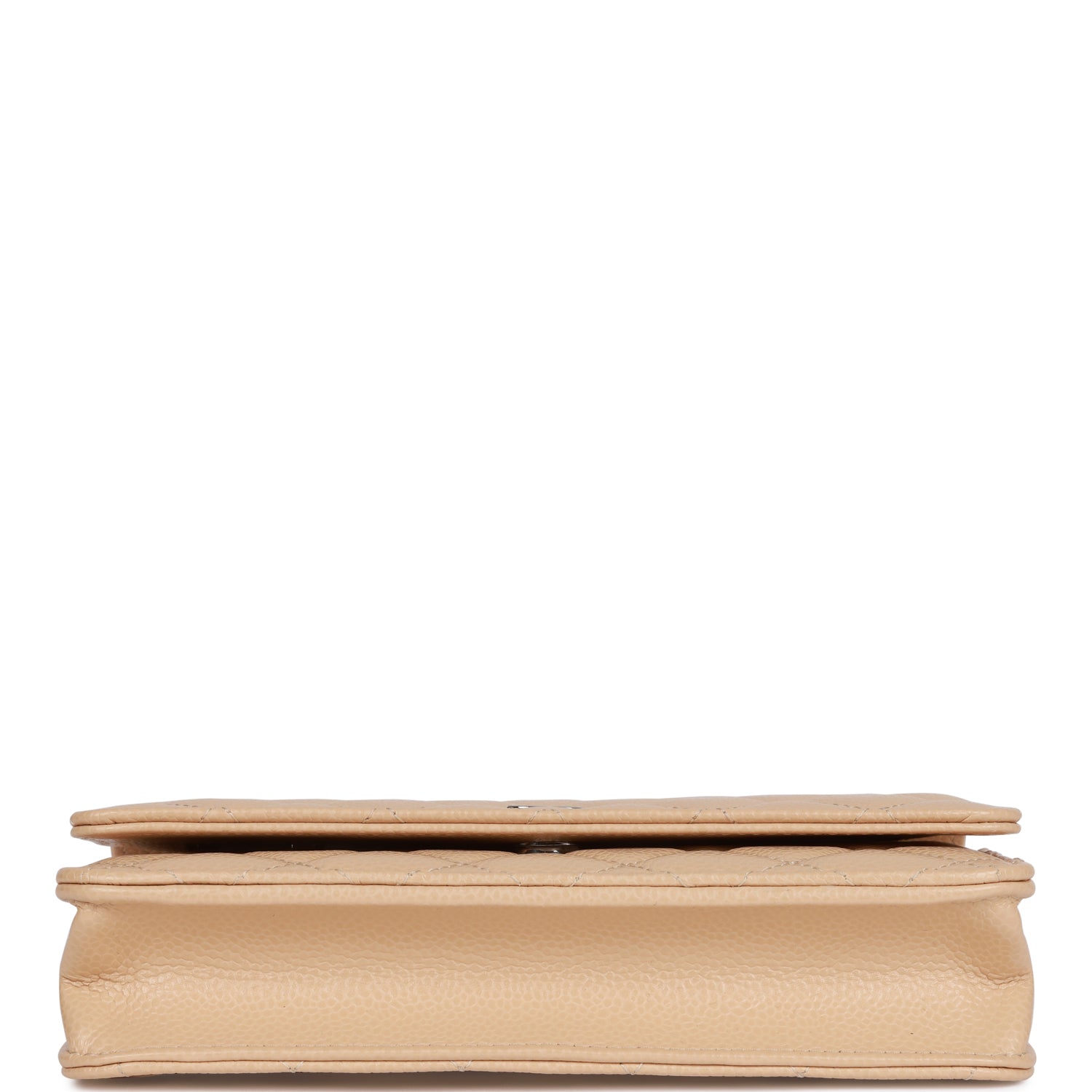Wallet on Chain WOC Beige Caviar Silver Hardware