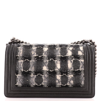 Ch**el Boy Flap Bag Quilted Tweed with Caviar Old Medium