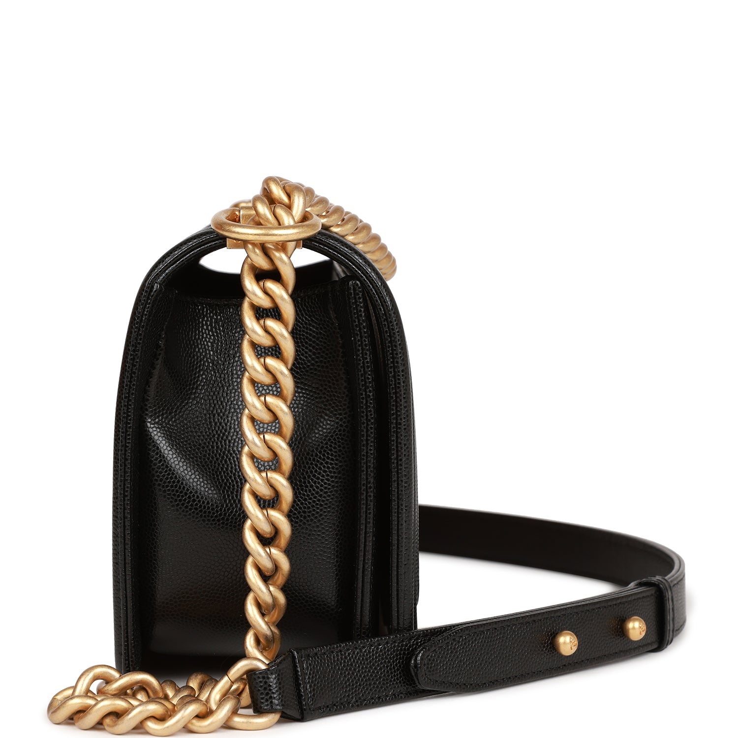 Ch**el Medium Boy Bag Black Caviar Antique Gold Hardware