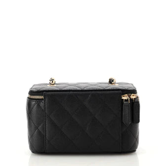 Ch**el Classic Vanity Case with Chain Quilted Caviar Small