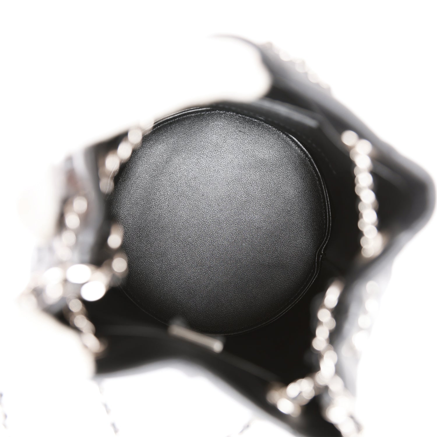 Mini Bucket Bag Black Lambskin Silver Hardware
