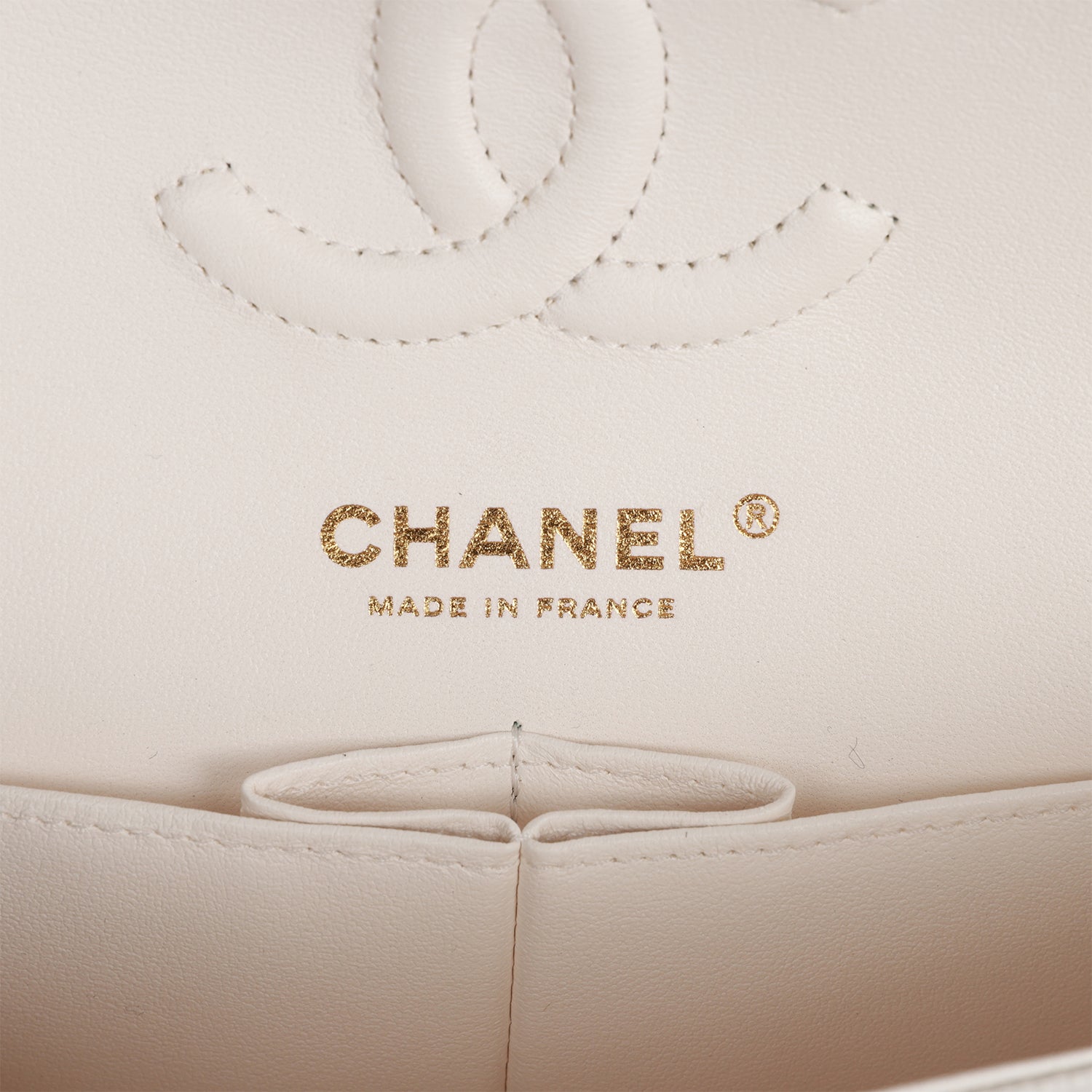 Ch**el Small Classic Double Flap White Caviar Light Gold Hardware