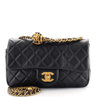 Ch**el Pearl Crush Flap Bag Quilted Lambskin Mini