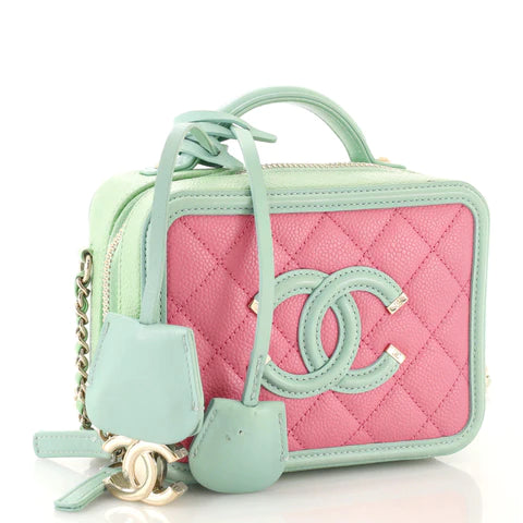 Filigree Vanity Case Quilted Caviar Small