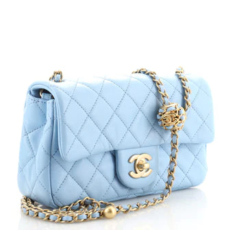 Ch**el Pearl Crush Flap Bag Quilted Lambskin Mini