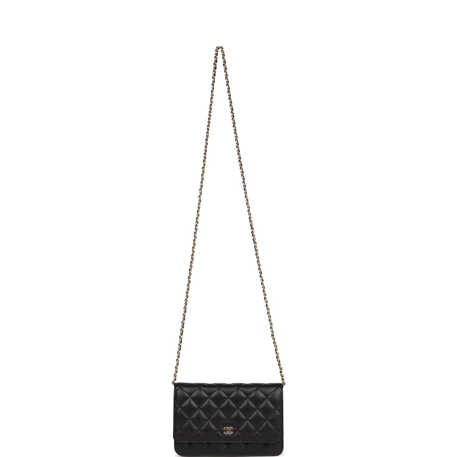 Ch**el Wallet on Chain WOC Black Caviar Gold Hardware