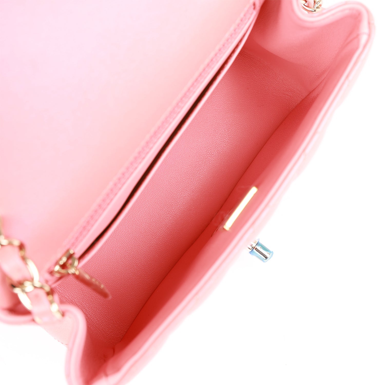Mini Square Flap Bag Pink Lambskin Light Gold Hardware