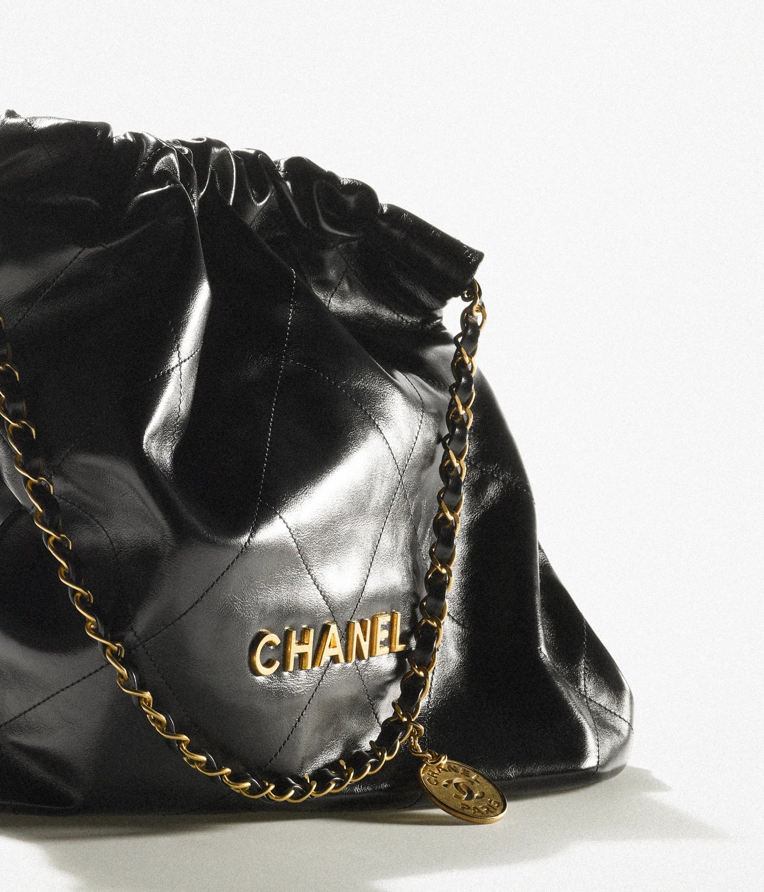 22 HANDBAG - Black & White Leather