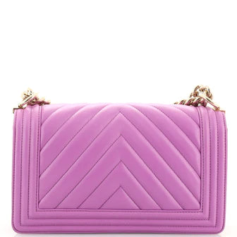 Ch**el Boy Flap Bag Chevron Calfskin Old Medium