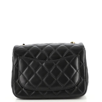 Ch**el Pearl Crush Square Flap Bag Quilted Lambskin Mini