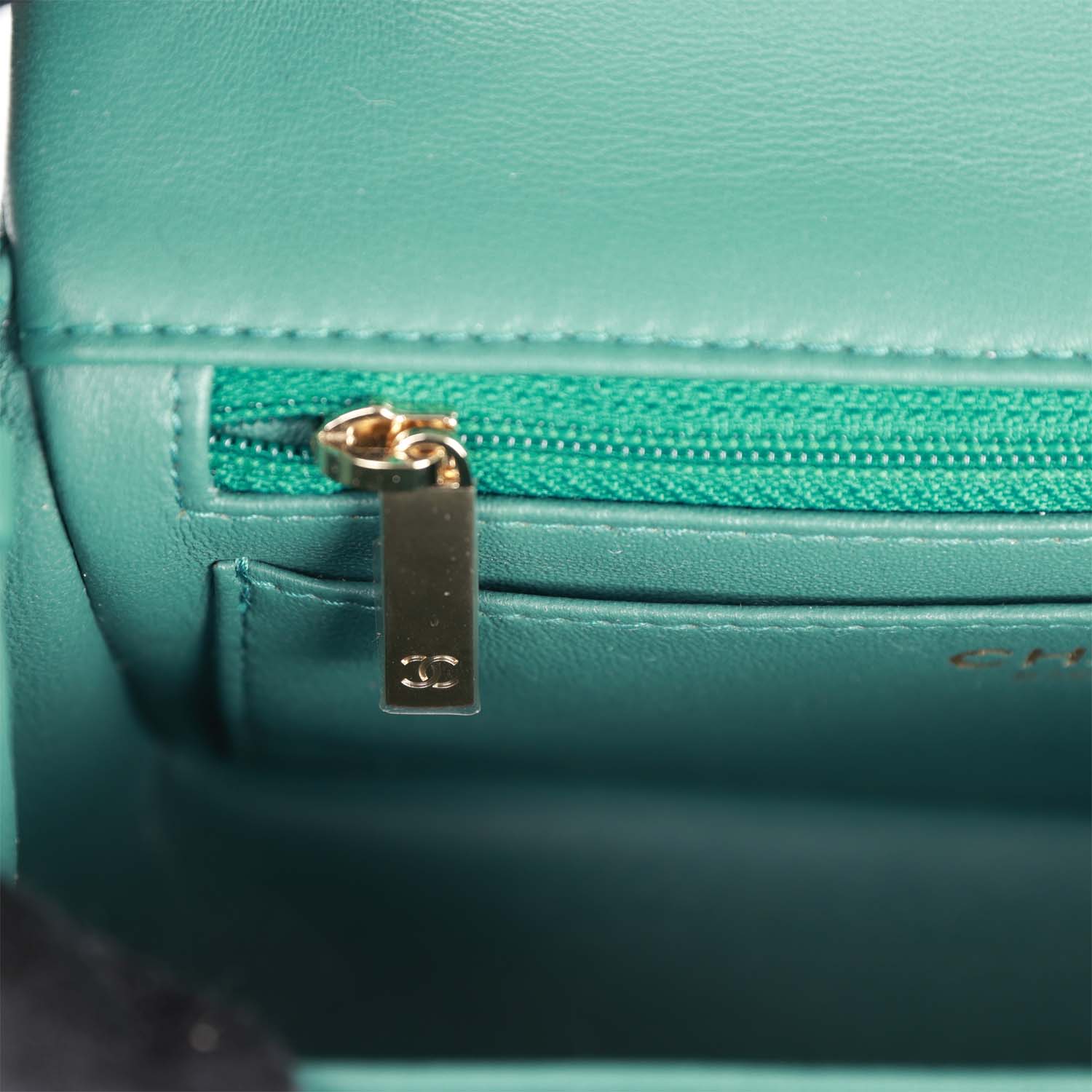Mini Rectangular Flap Bag Green Lambskin Light Gold Hardware