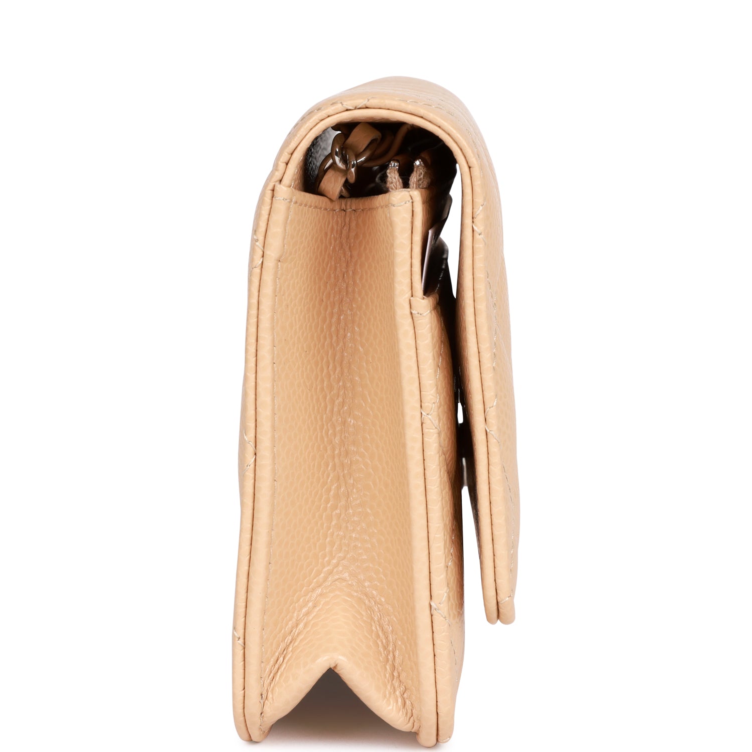 Wallet on Chain WOC Beige Caviar Silver Hardware