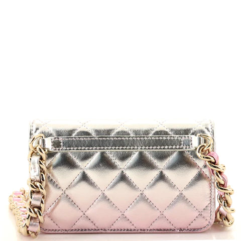 Coco Punk Chain Clutch Quilted Gradient Metallic Lambskin