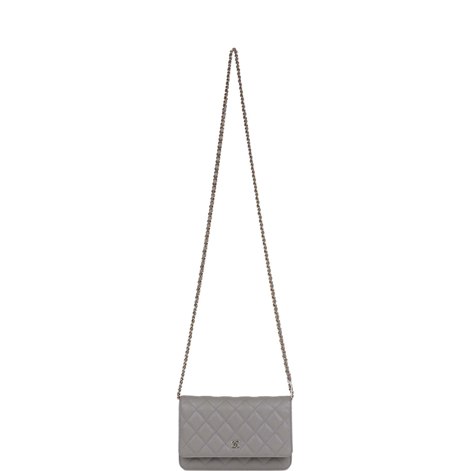 Wallet on Chain WOC Grey Caviar Light Gold Hardware