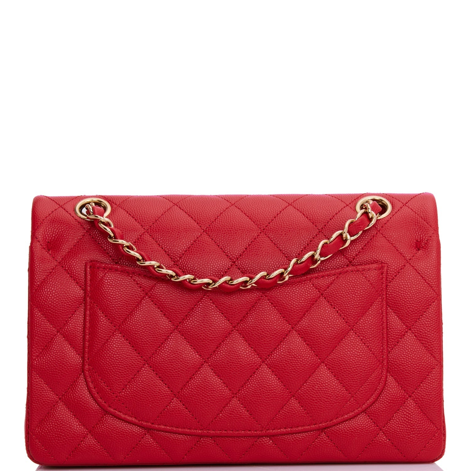 Small Classic Double Flap Red Caviar Light Gold Hardware