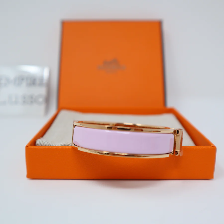 NEW H**me5 CLIC CLAC ROSE DRAGEE PASTEL ROSE GOLD ENAMEL BRACELET PM
