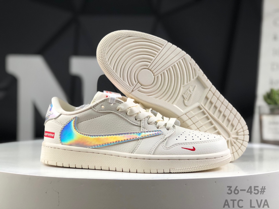 Nike Travis Scott x Fragment Design x Air Jordan 1 Low OG SP AJ1 Svp*me joint-off-white colorful low-top cultural casual sneakers